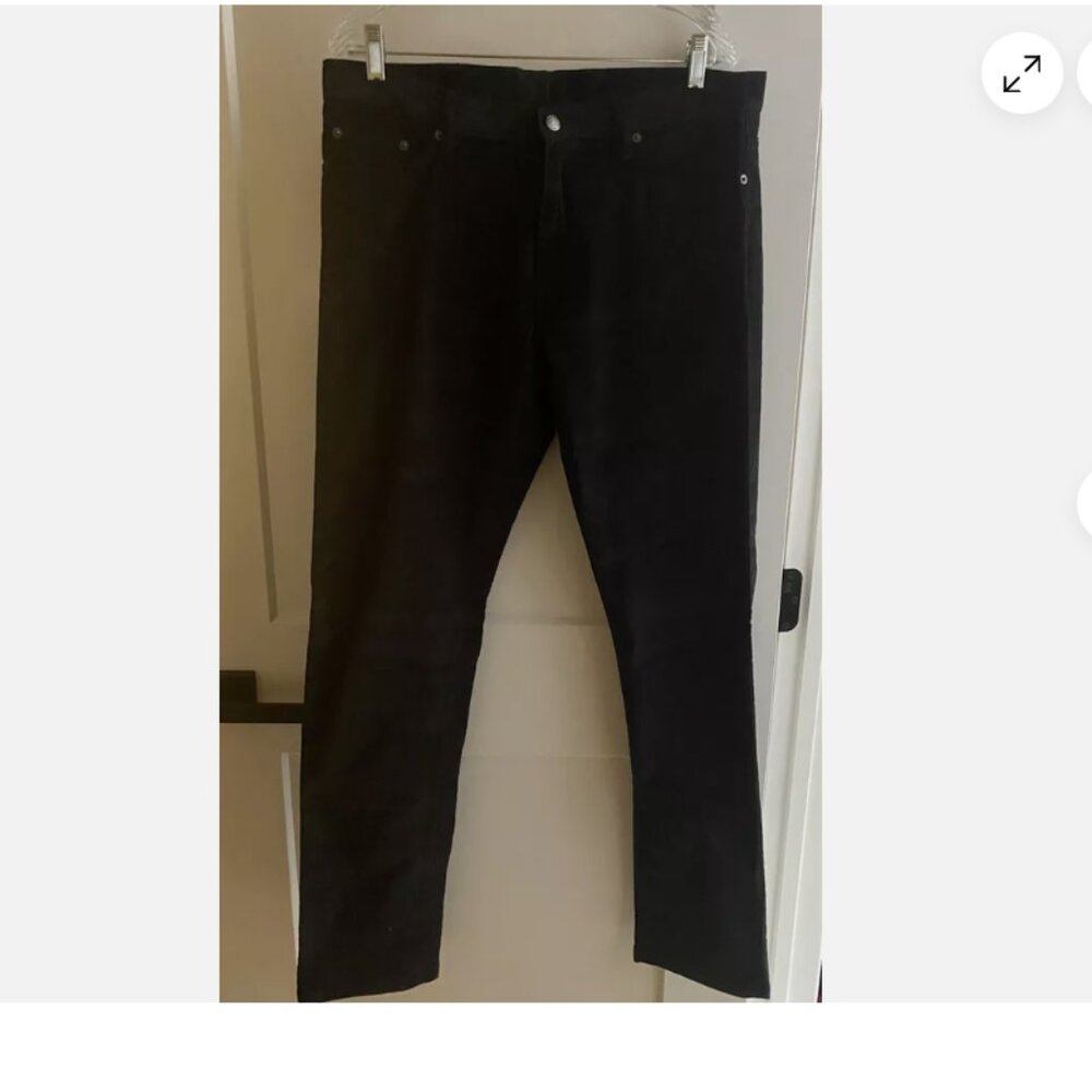 Kent & Curwen England Men's Corduroy Black Cotton Pants Size 34 x 33, NEW W/Tag
